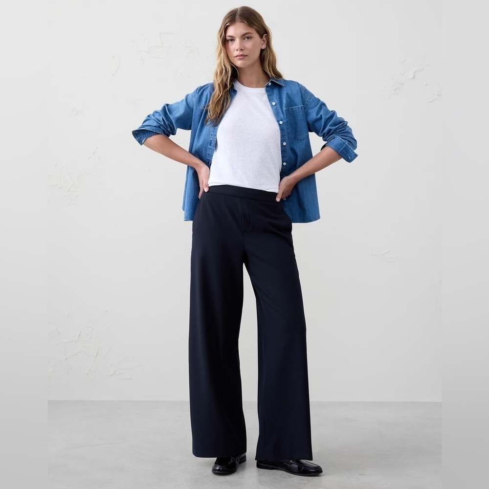 NWT! Banana Republic Preppy Navy Hayden Wide-Leg Pant - Multiple 📓